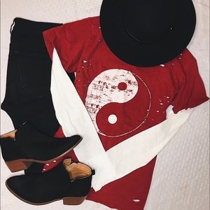 SOLD Distressed Yin-Yang Tee
